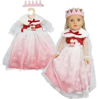 Heless Poppenjurk Winterprinses Lumi met Kroon en Cape - Maat 28-35 cm.