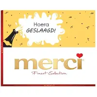 Merci 250g "Hoera geslaagd" - Finest Selection Assorted chocolade - Mix van 8 smaken - Chocolade cadeau - Individueel verpakte chocoladereepjes