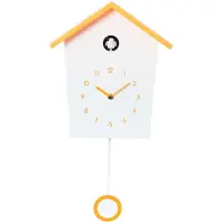 TIM. TIM Koekoeksklok Modern - Wandklok - Uurwerk - Nachtstiltefunctie - Wit/Oranje - 47cm x 27cm x 8cm