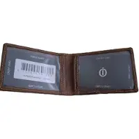 Oi Hunter bruine leren creditcardhouder / zeer dun mapje voor 2 pasjes met zichtvak en ritsje / plat identiteitsmapje met ritsje / bruin leer / 663H