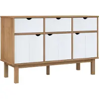 vidaXL Dressoir OTTA 114x43x73,5 cm massief grenenhout bruin en wit