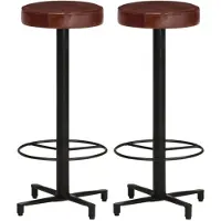 vidaXL Barkrukken 2 st 76 cm echt leer