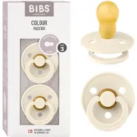 BIBS Colour Speen verpakking van 2 stuks. BPA-vrij, Ronde speen. Natuurlijk rubberlatex, Gemaakt in Denemarken, Maat 3 (18+ maanden), Ivory