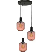 Masterlight 3-lichts vide hanglamp - zwart - Porto met Jagger red glazen - Ø 24cm