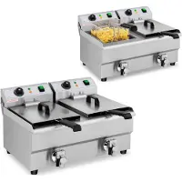 Royal Catering Elektro-Friteuse - 2 x 10 Liter - Aftapkraan - 230 V