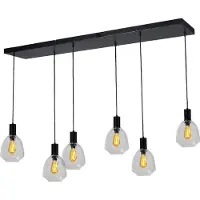 Masterlight 6-lichts hanglamp - zwart - Porto met Nicolette clear glazen