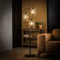 Lyora Landelijke vloerlamp Spindle 3x E27 - Slate grey