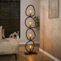 Lyora Landelijke vloerlamp Pebble artic zwart - 4x E27