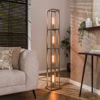 Lyora Zandbruine vloerlamp Quadra Japandi - 4x E27