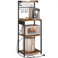 Vasagle - Kruidenrek - Staande Rek met 4 Niveaus - Keukenrek met Oplaadstation - 8 Haken