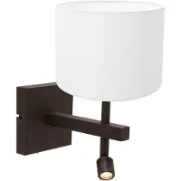 Steinhauer Wandlamp Stang 4871CA met wit linnen kap en leeslicht