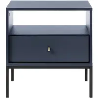 Vente-unique Set van 2 nachtkastjes - 1 lade en 1 nis - Blauw - BOGDAN