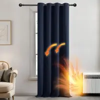 OEM Verduisterende Gordijnen voor Slaapkamer, Thermische Ooggordijnen voor de Woonkamer, Kant en Klaar, 132x160 cm (B x H), Marineblauw, 1 stuk