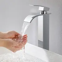 CECIPA MAX Verhoogde Waterval Wastafelkraan - Eengreeps Badkamerkraan voor Komwastafel - RVS Chroom