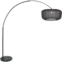 Steinhauer Zwarte booglamp Vela Lino met zwarte kap Ø60cm
