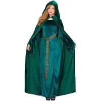 Smiffys - Deluxe Cloak Emerald Cape - Groen