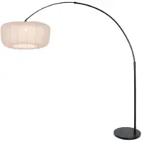 Steinhauer Zwarte booglamp Vela Lino met crème kap Ø60cm