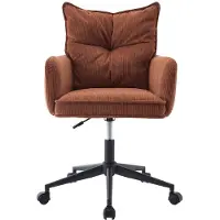 Vente-unique Bureaustoel - Ribfluweel - Terracotta en zwart - Verstelbare hoogte - BATARU