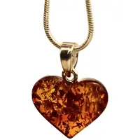 Ruben Robijn Barnsteen hart hanger 15mm (Amber) met 925 sterling zilveren hanger