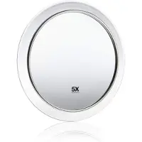 OEM Make-upspiegel met 5x vergroting, premium make-upspiegel voor de badkamer, diameter 15 cm, rond met zuignap, make-upspiegel van acryl voor thuis en onderweg
