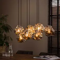 Lyora Eettafel hanglamp Rock 7-lichts - zilver glas