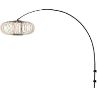 Steinhauer Zwarte wandlamp Sparkled Light met bamboe kap Ø60cm