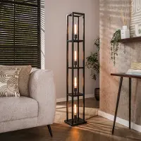 Lyora Zwarte vloerlamp Quadra vierkant - 4x E27