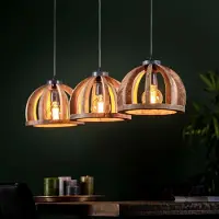 Lyora Houten eettafel hanglamp Orba 3x Ø 30cm