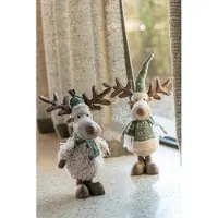 J-Line figuur Eland Sjaal - polyresin - wit/groen - 2 stuks