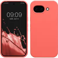 Kwmobile telefoonhoesje geschikt voor Google Pixel 10a - Hoesje met siliconen coating - Smartphone case in neon koraal