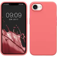 Kwmobile telefoonhoesje geschikt voor Apple iPhone 17e / iPhone 16e - Hoesje met siliconen coating - Smartphone case in Pastelkleurig koraal