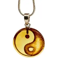 Ruben Robijn Barnsteen yin yang hanger met 925 sterling zilveren hanger (Amber)