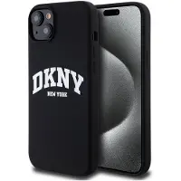 DKNY DKHMP15MSNYACH iPhone 15 Plus / 14 Plus 6,7" czarny/zwarte hardcase Vloeibaar Silicone Wit Printe (iPhone 15 Plus), Smartphonehoes, Zwart