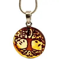 Ruben Robijn Barnsteen levensboom hanger met 925 sterling zilveren hanger (Amber)