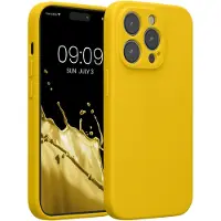 Kwmobile telefoonhoesje geschikt voor Apple iPhone 14 Pro - TPU backcover met siliconen coating - Smartphone case in stralend geel