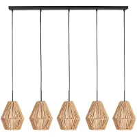 Steinhauer Hanglamp 5-lichts recht Ropex met rotan kappen
