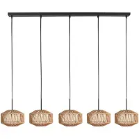 Steinhauer 5-lichts hanglamp recht Ropex met rotan kappen
