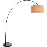 Steinhauer Zwarte booglamp Solva met kurk kap Ø40cm