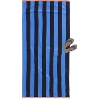HEMA Strandlaken 90x180cm velours strepen (blauw)