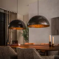 Lyora Industriële hanglamp Dome 2x Ø 60cm - urban bruin