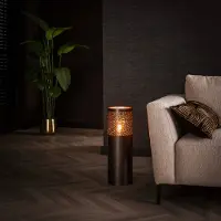 Lyora Oosterse vloerlamp Cylinder 60cm - zwart nikkel