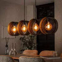 Lyora Landelijke hanglamp Ring charcoal - 4x E27