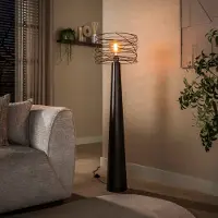 Lyora Urban bruine vloerlamp Curl met draad kap