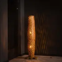 Lyora Houten vloerlamp Bars teak - 145cm - Ø 40cm