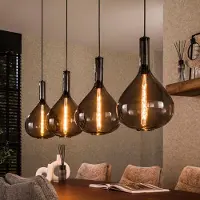 Lyora Glazen hanglamp Smoke 4x Ø 28cm