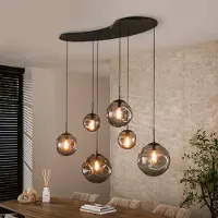 Lyora 6-lichts hanglamp Stellar met organische plafondplaat