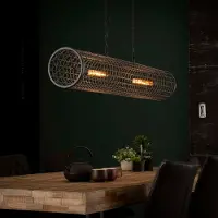 Lyora Industriële gaas hanglamp Cylinder 121cm - 2x E27