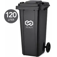 Infinity Goods Kliko 120L - Afvalcontainer - Rolcontainer - Kunststof Mini Container - Met Wielen - Grijs
