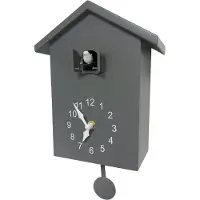 TIM. TIM Koekoeksklok Modern - Koekkoeksklok - Koekoeksklokken – Wandklok - Cuckoo Klok – Grijs - 20cm x 9cm x 36cm
