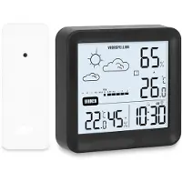 TIM. TIM Weerstations - Weerstation Met Buitensensor - Weerstation Met Buitensensor - Weerstation Draadloos Binnen Buiten - Weerstation Binnen en Buiten - Zwart - 14cm x 11cm x 4cm